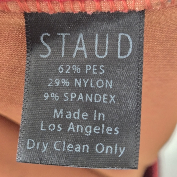 Staud Red Crush Velvet Flare Leg Pull-On Pants Size S - Picture 7 of 10